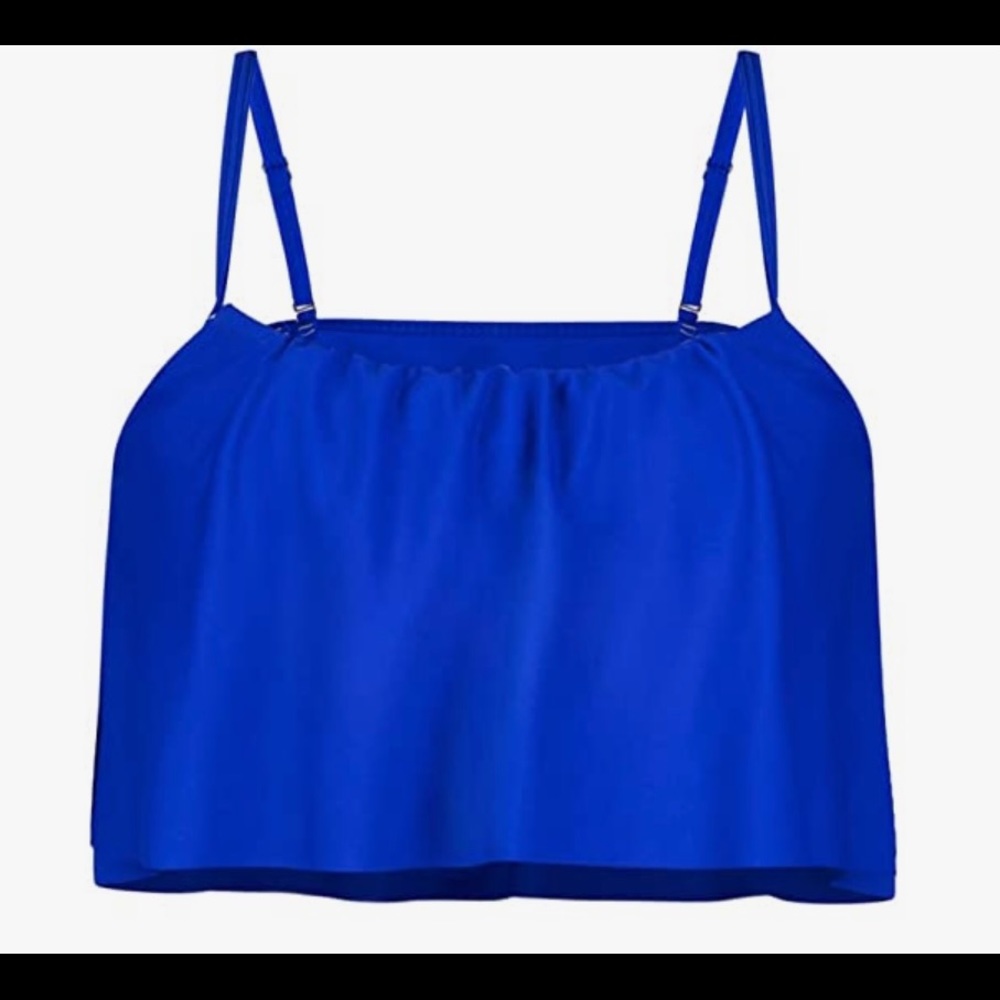 New~Byoauo Royal Blue Ruffle Bikini Top~Size Large